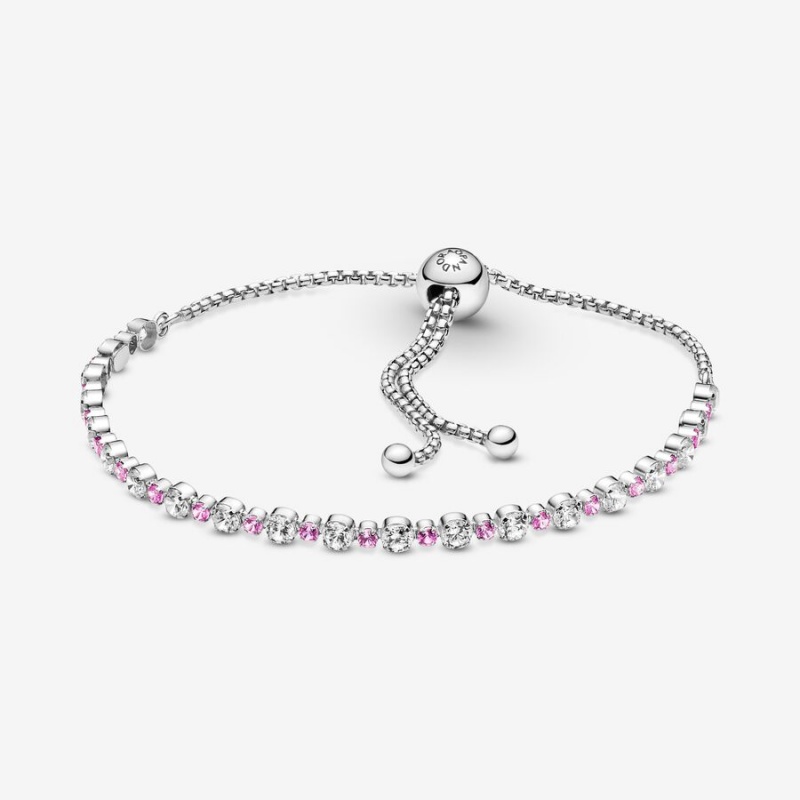 Pandora Pink & Clear Sparkle Slider Gleiten Silber | NMZWXTQ-86