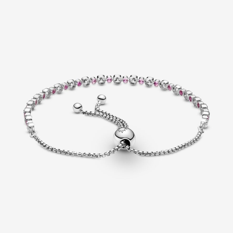 Pandora Pink & Clear Sparkle Slider Gleiten Silber | PMVUITX-09