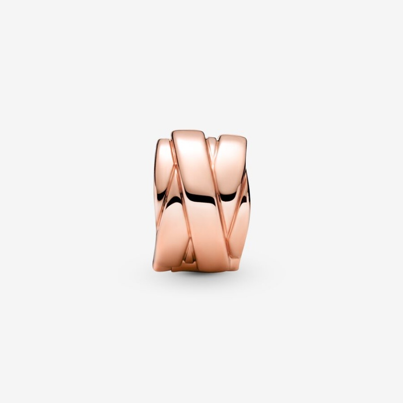 Pandora Polished Ribbons Clip Klammern Rosa Gold | LOJEMFX-80