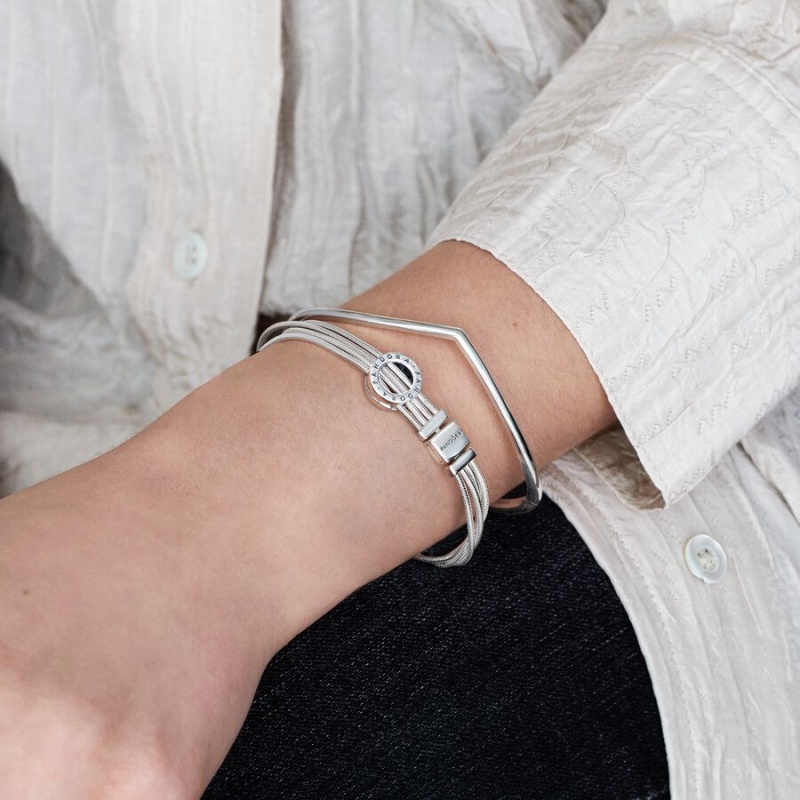 Pandora Polished Wishbone Bangle Armreifen Silber | CAMZOGI-62