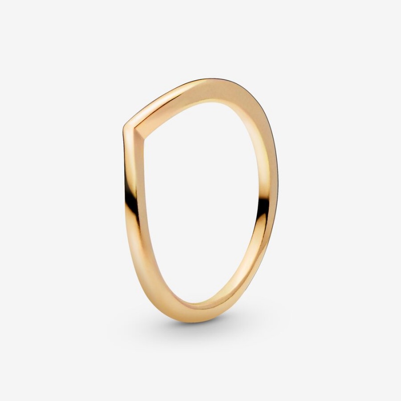 Pandora Polished Wishbone Stapelbar Gold | ADZ-217043