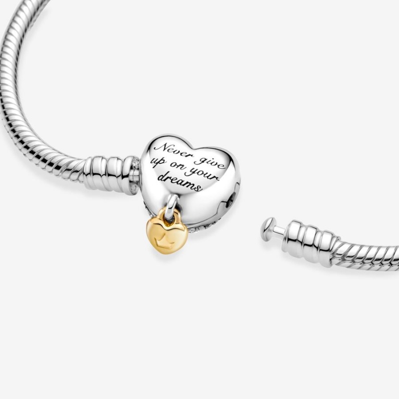 Pandora Princess Moments Heart Snake Charm Two-tone | VEZYLJR-58