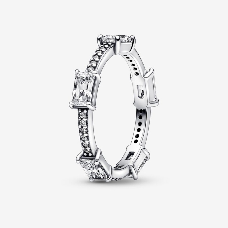 Pandora Rectangular Bars Sparkling Pavé Stapelbar Silber | LTF-925630