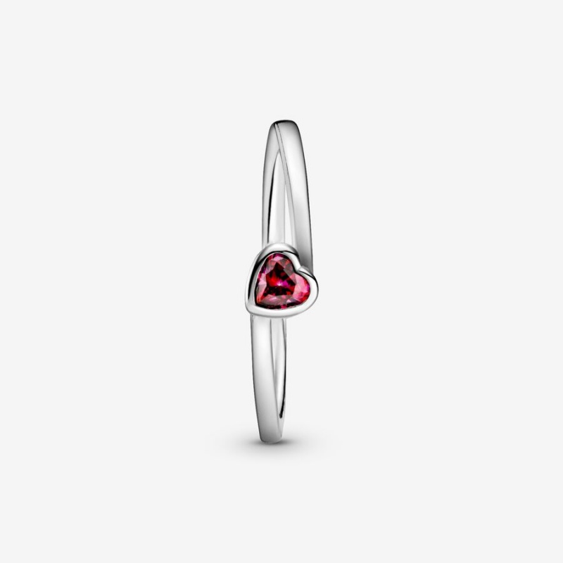 Pandora Red Tilted Solitaire Herz Silber | TSI-591486