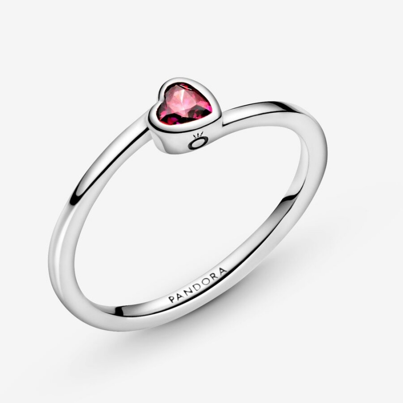 Pandora Red Tilted Solitaire Herz Silber | TSI-591486