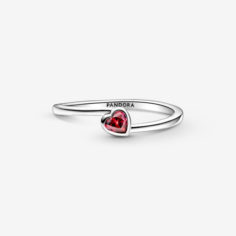 Pandora Red Tilted Solitaire Herz Silber | TSI-591486