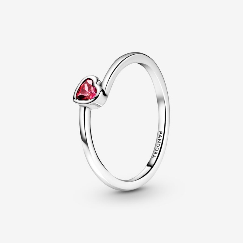 Pandora Red Tilted Solitaire Herz Silber | TSI-591486