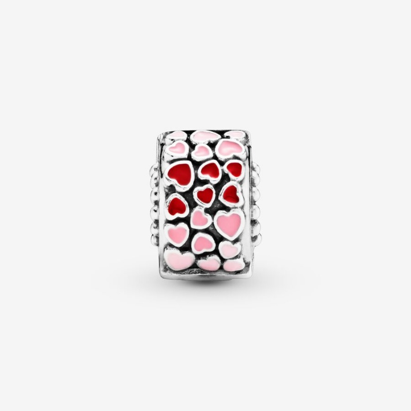 Pandora Red & Pink Hearts Klammern Silber | UFPAYDZ-25