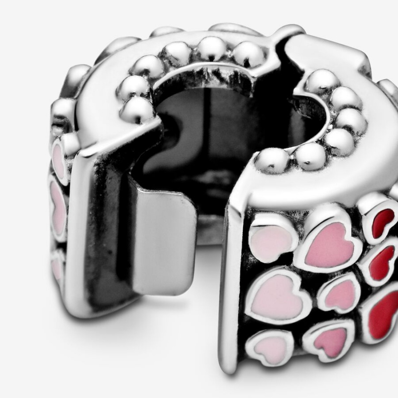 Pandora Red & Pink Hearts Klammern Silber | UFPAYDZ-25