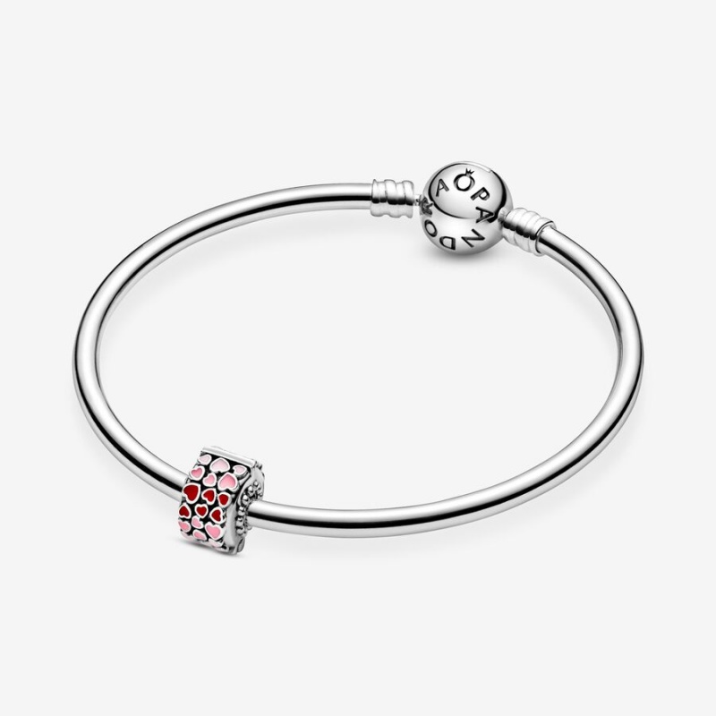 Pandora Red & Pink Hearts Klammern Silber | UFPAYDZ-25