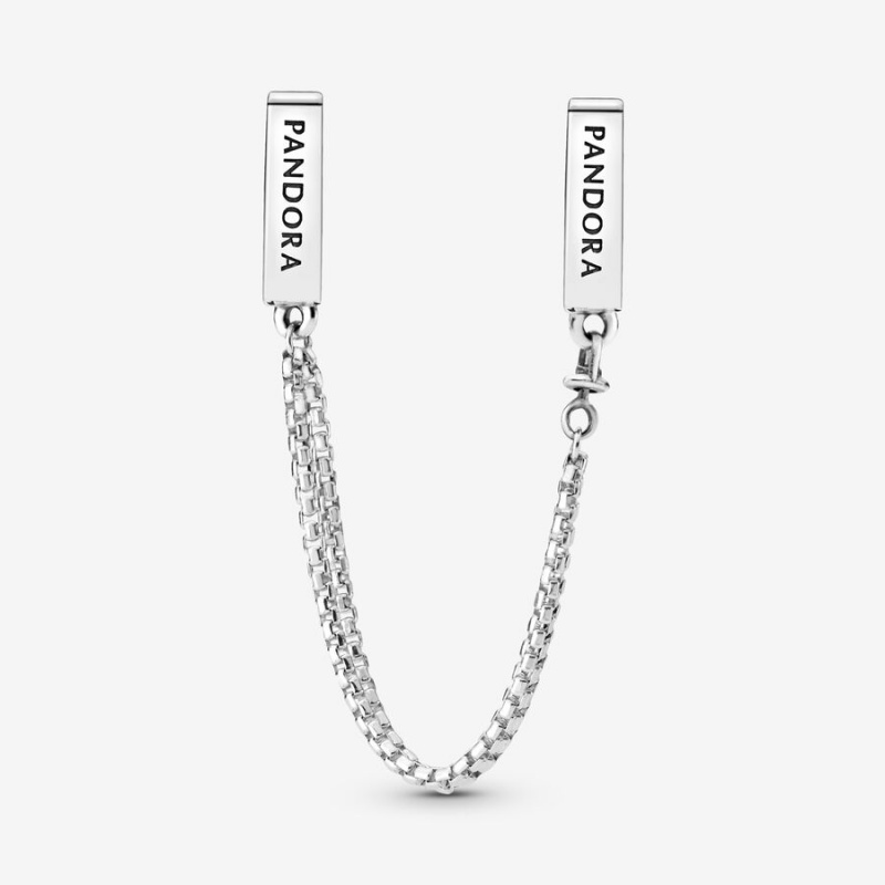 Pandora Reflexions™ Sparkling Sicherheits Clip Safety Chains Silber | TNJYCDM-78