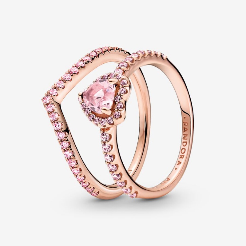 Pandora Ring-sets Rosa Gold | FCR-580316