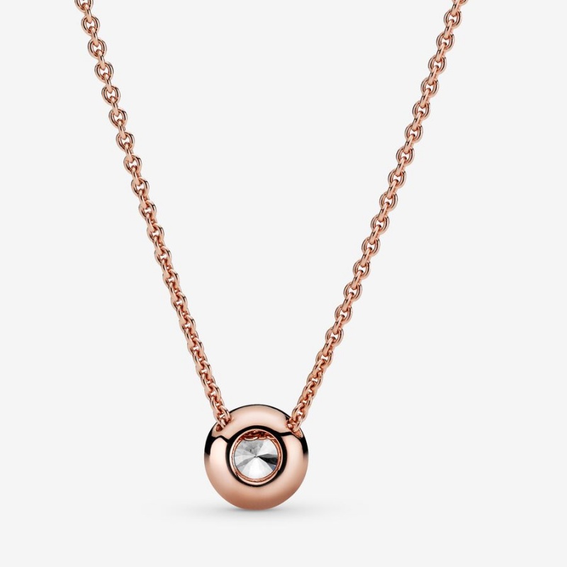 Pandora Round Sparkle Halo Halsketten Rosa Gold | XJUOTKR-94