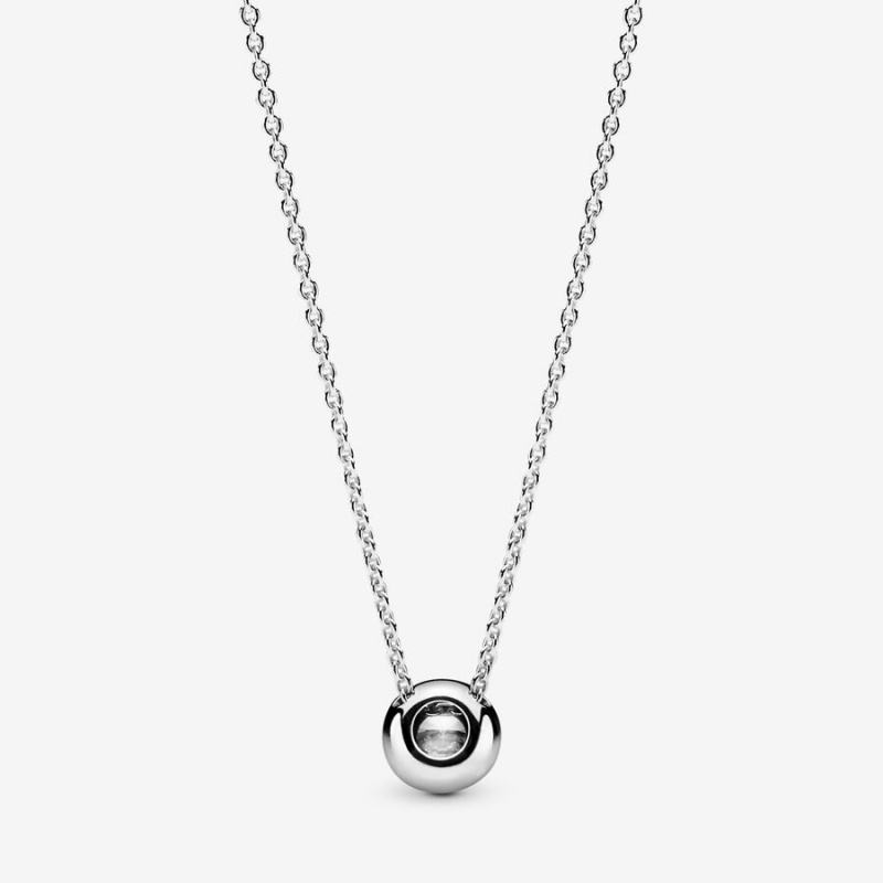 Pandora Round Sparkle Halo Halsketten Silber | JPWQCKI-41