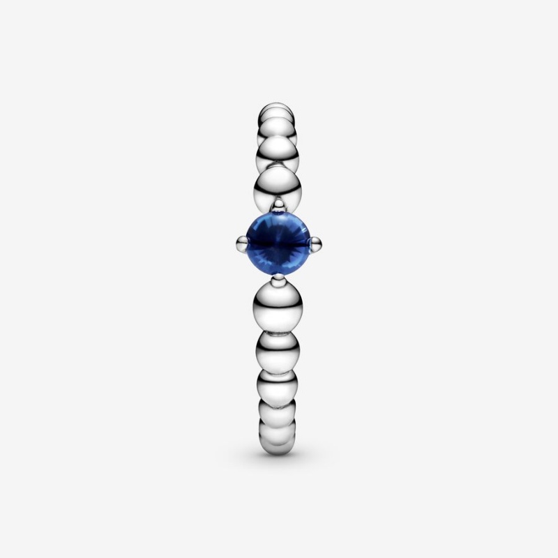 Pandora September Sea Blue Beaded Geburtsstein Silber | MAUQVSC-83