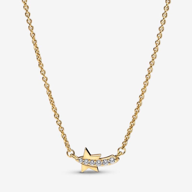 Pandora Shooting Star Pavé Collier Kette mit Anhänger Gold | BPSOUGX-40