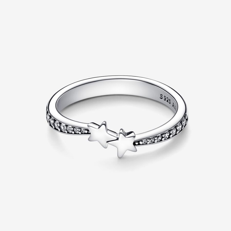 Pandora Shooting Stars Sparkling Stapelbar Silber | KHW-738104