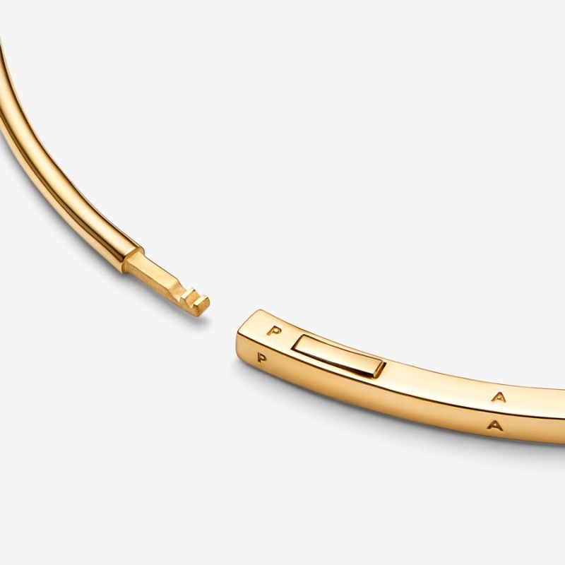 Pandora Signature I-D Bangle Armreifen Gold | VTQNHCA-28