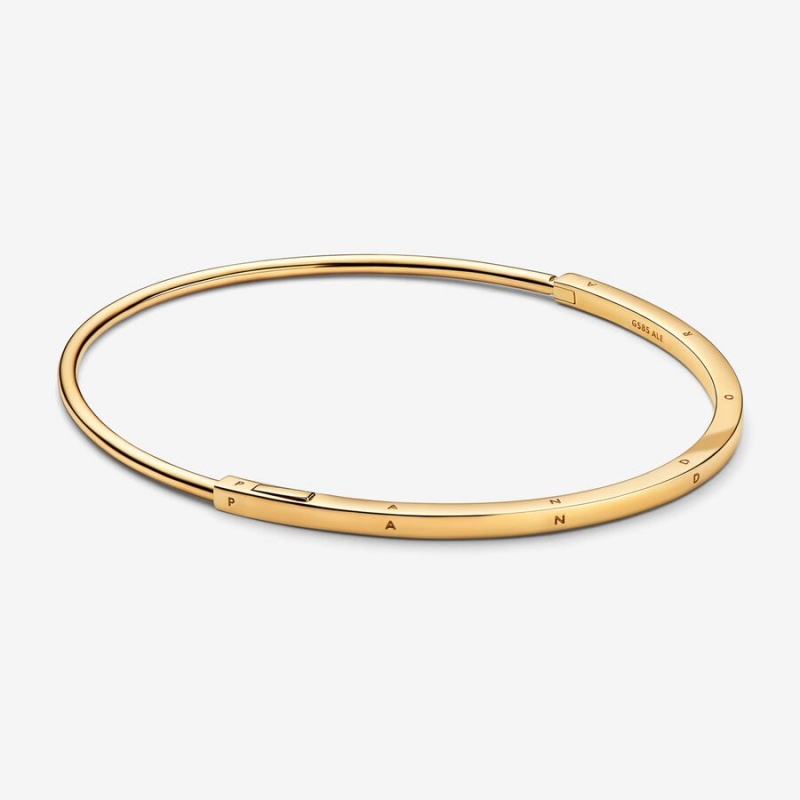 Pandora Signature I-D Bangle Armreifen Gold | VTQNHCA-28