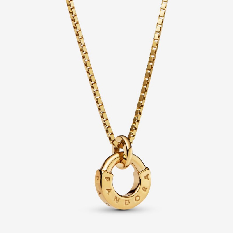 Pandora Signature I-D Collier Kette mit Anhänger Gold | FPBMWVJ-90