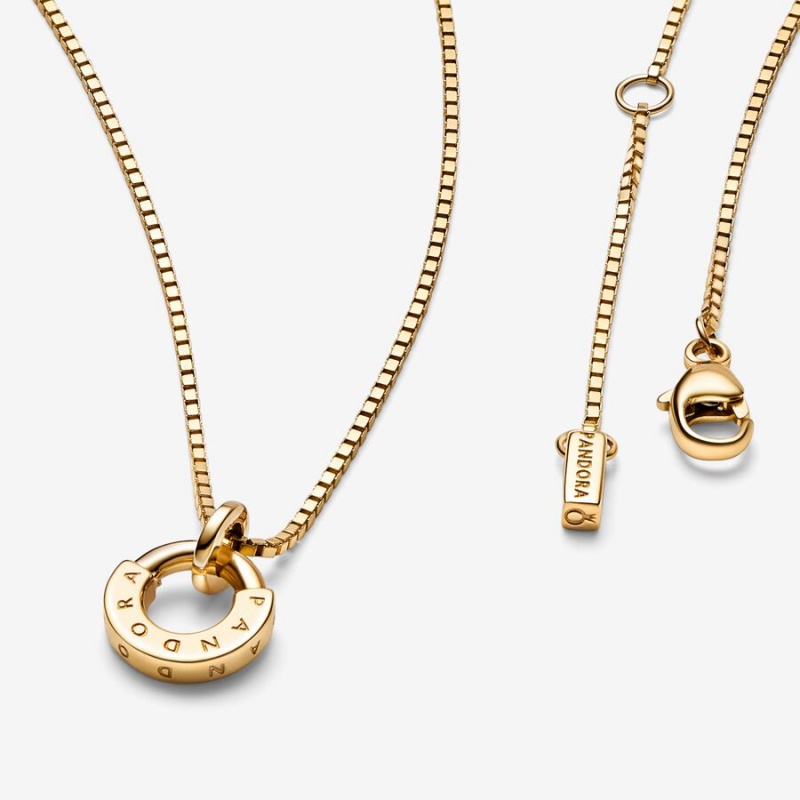 Pandora Signature I-D Collier Kette mit Anhänger Gold | FPBMWVJ-90