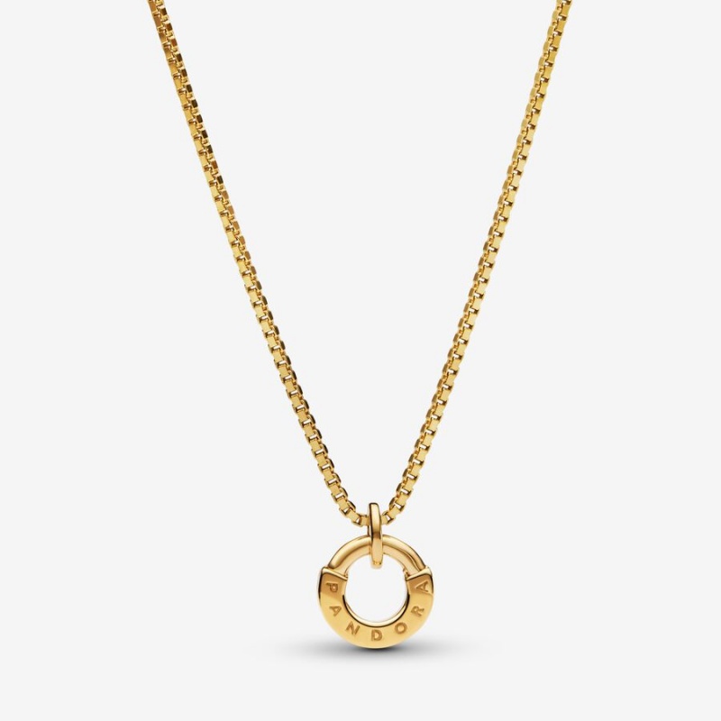 Pandora Signature I-D Collier Kette mit Anhänger Gold | FPBMWVJ-90