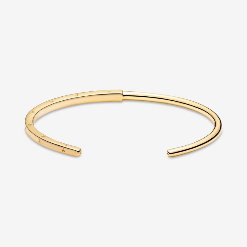 Pandora Signature I-D Open Bangle Armreifen Gold | DPZROFQ-49