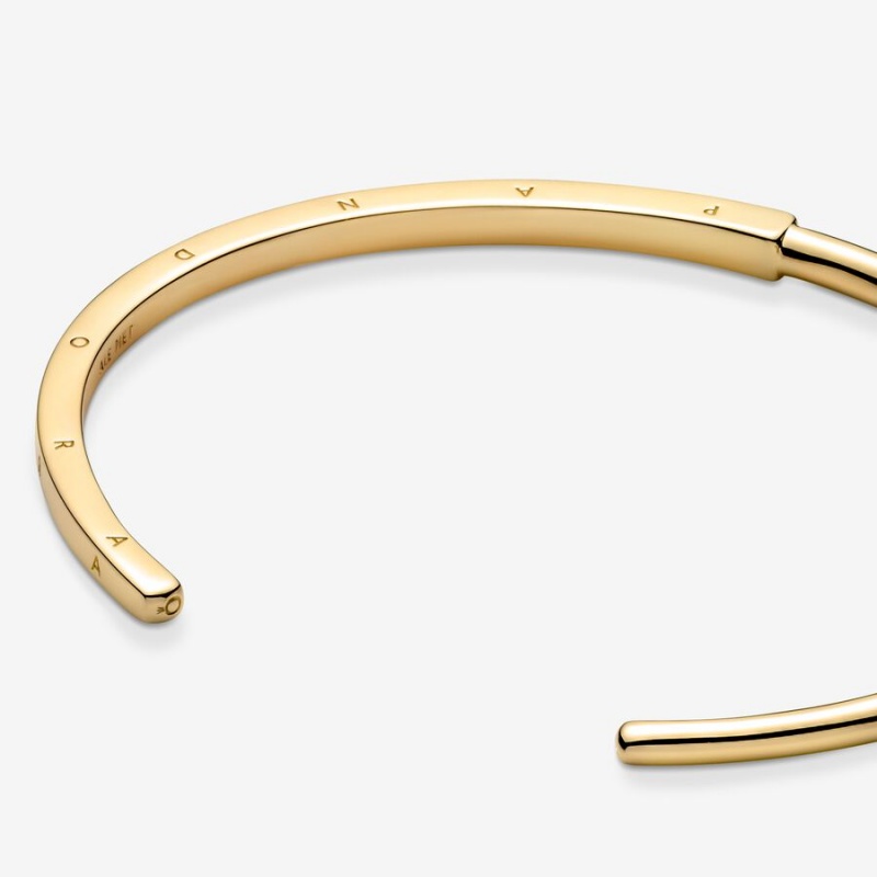 Pandora Signature I-D Open Bangle Armreifen Gold | DPZROFQ-49