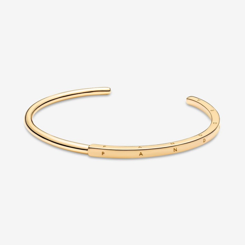 Pandora Signature I-D Open Bangle Armreifen Gold | DPZROFQ-49