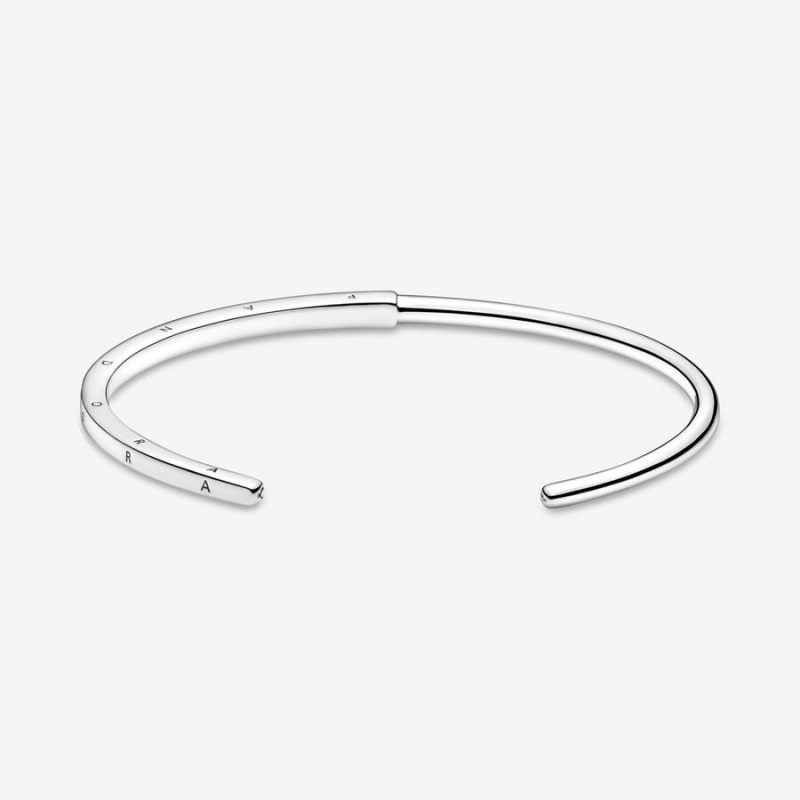 Pandora Signature I-D Open Bangle Armreifen Silber | WQDJCZE-61