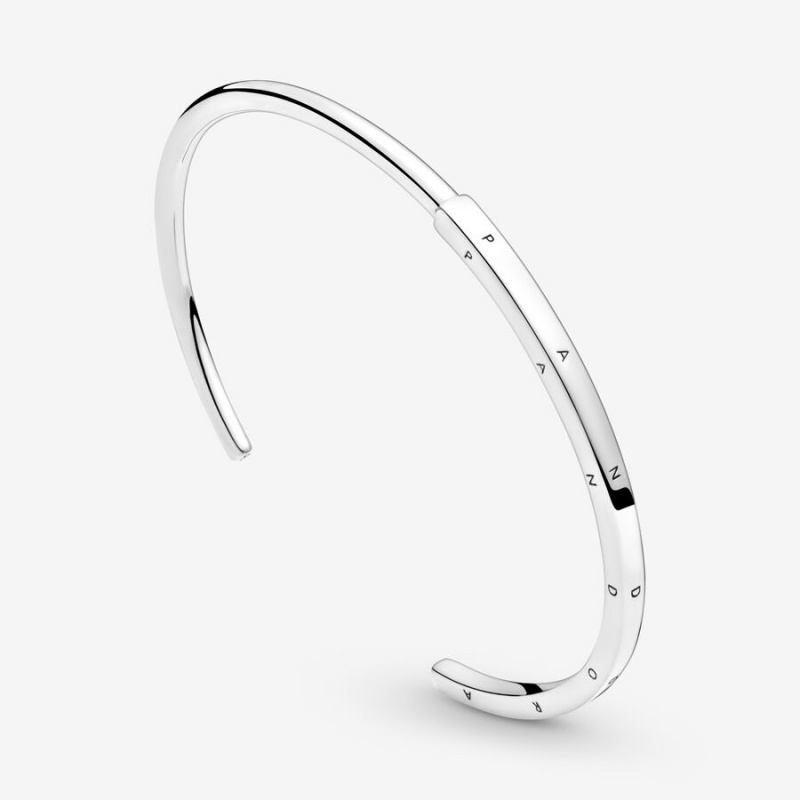 Pandora Signature I-D Open Bangle Armreifen Silber | WQDJCZE-61