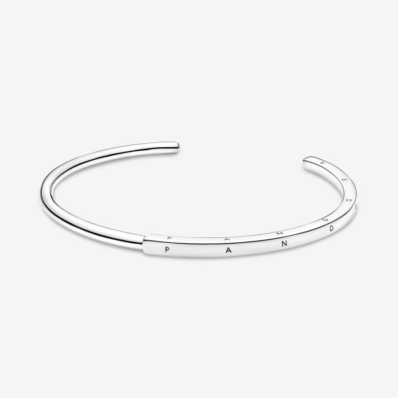 Pandora Signature I-D Open Bangle Armreifen Silber | WQDJCZE-61