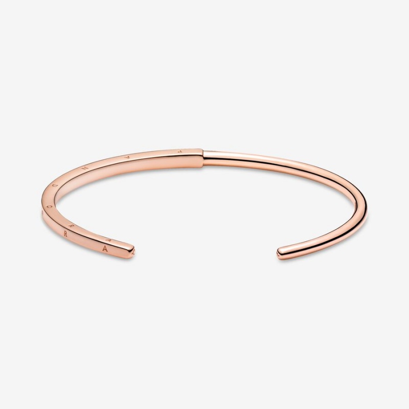 Pandora Signature I-D Open Bangle Armreifen Rosa Gold | OQFGMCI-68