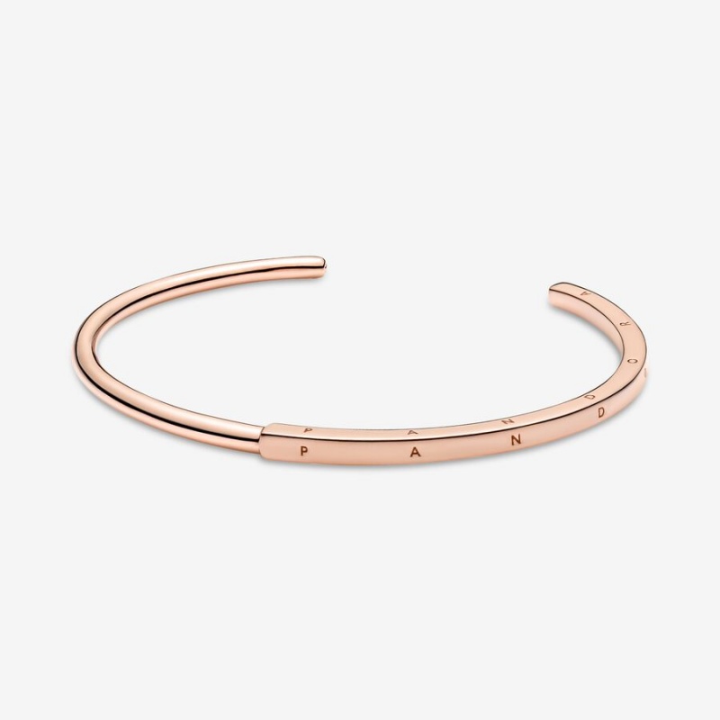 Pandora Signature I-D Open Bangle Armreifen Rosa Gold | OQFGMCI-68