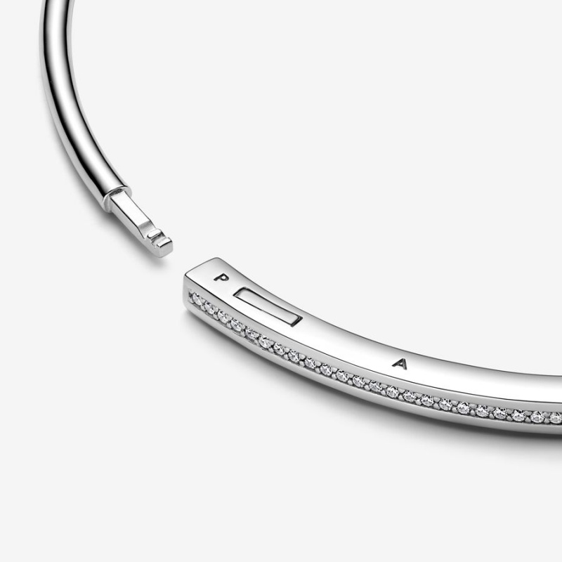 Pandora Signature I-D Pavé Bangle Armreifen Silber | OKVHTNP-53