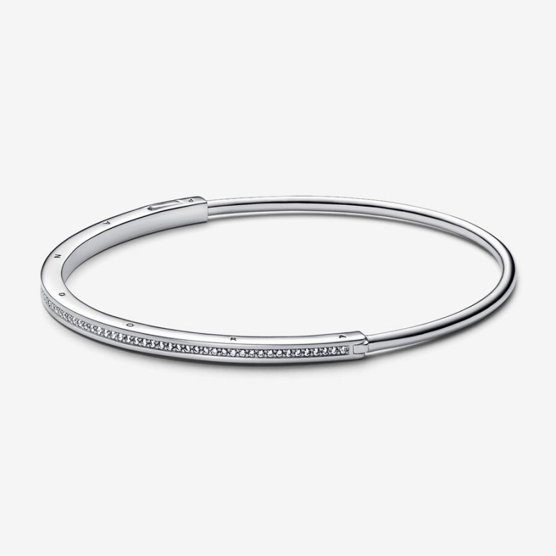 Pandora Signature I-D Pavé Bangle Armreifen Silber | OKVHTNP-53