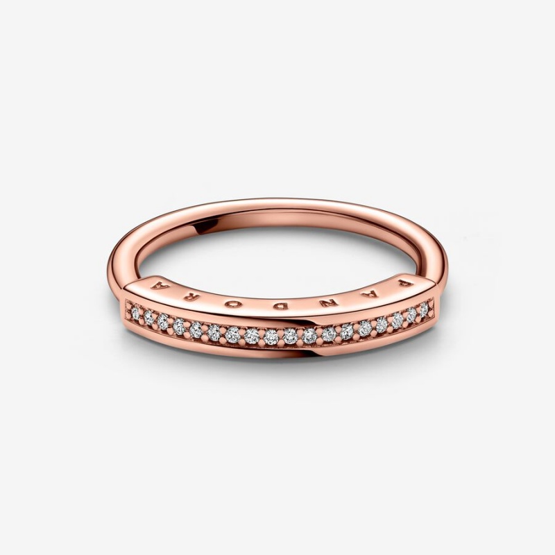 Pandora Signature I-D Pavé Stapelbar Rosa Gold | WCJ-694870