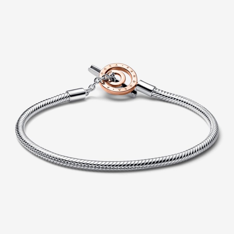 Pandora Signature Two-tone Logo T-Bar Snake Charm Two-tone | YCAPKVR-81