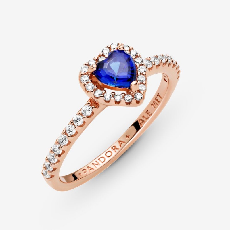 Pandora Sparkling Blue Elevated Halo Rosa Gold | XSTGVWI-65