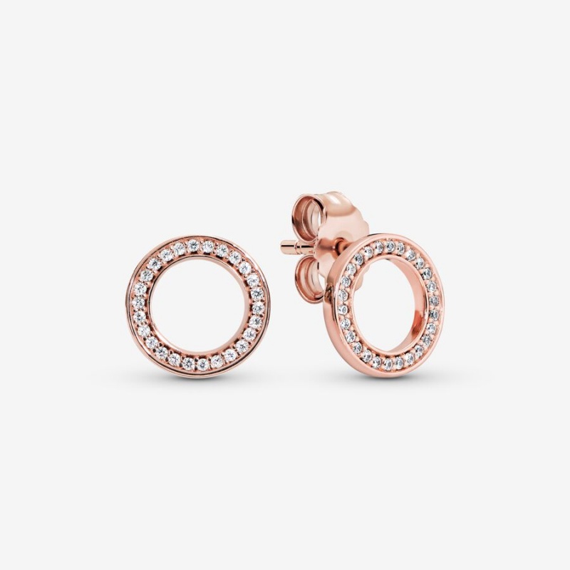 Pandora Sparkling Circles Ohrstecker Rosa Gold | ZDKHCYA-54