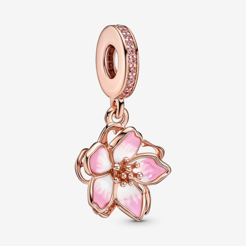 Pandora Sparkling Collier Round & Square Pendant Necklace Kette mit Anhänger Rosa Gold | ZBSVXML-37