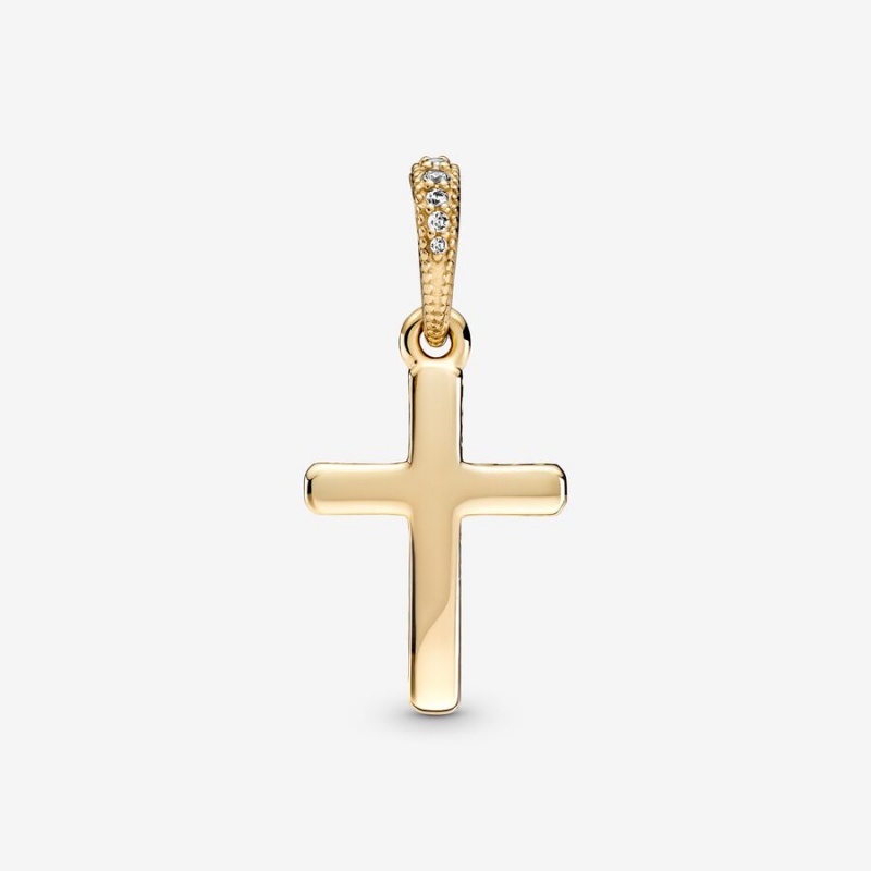 Pandora Sparkling Cross Anhänger Gold | TGMHYIV-74