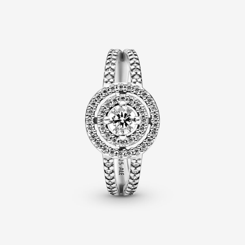 Pandora Sparkling Double Halo Silber | KGZYWOI-08