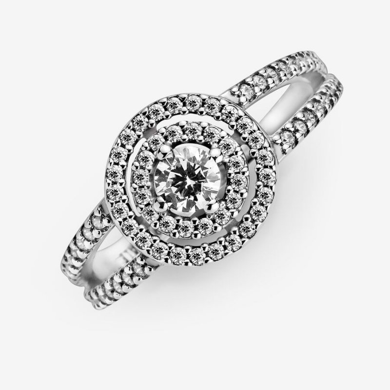 Pandora Sparkling Double Halo Silber | KGZYWOI-08