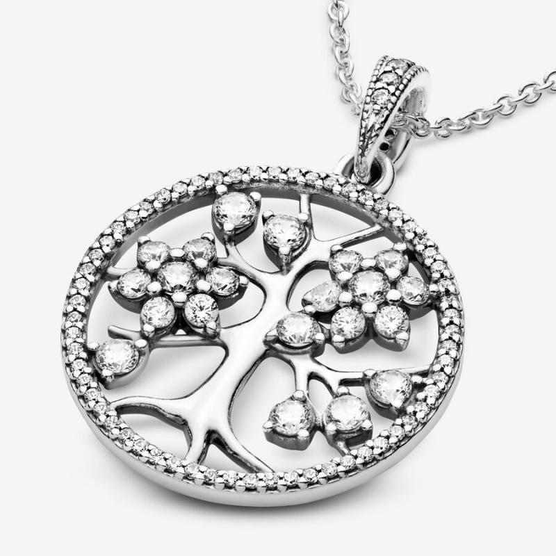 Pandora Sparkling Family Tree Halsketten Silber | EHTFQSR-04