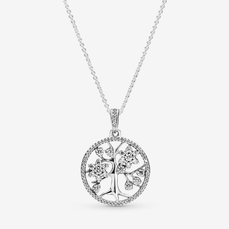 Pandora Sparkling Family Tree Halsketten Silber | EHTFQSR-04