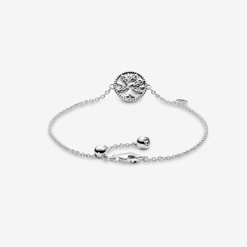 Pandora Sparkling Family Tree Slider Kette Silber | YOGBQVT-84