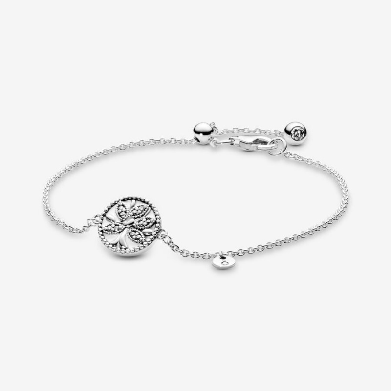 Pandora Sparkling Family Tree Slider Kette Silber | YOGBQVT-84