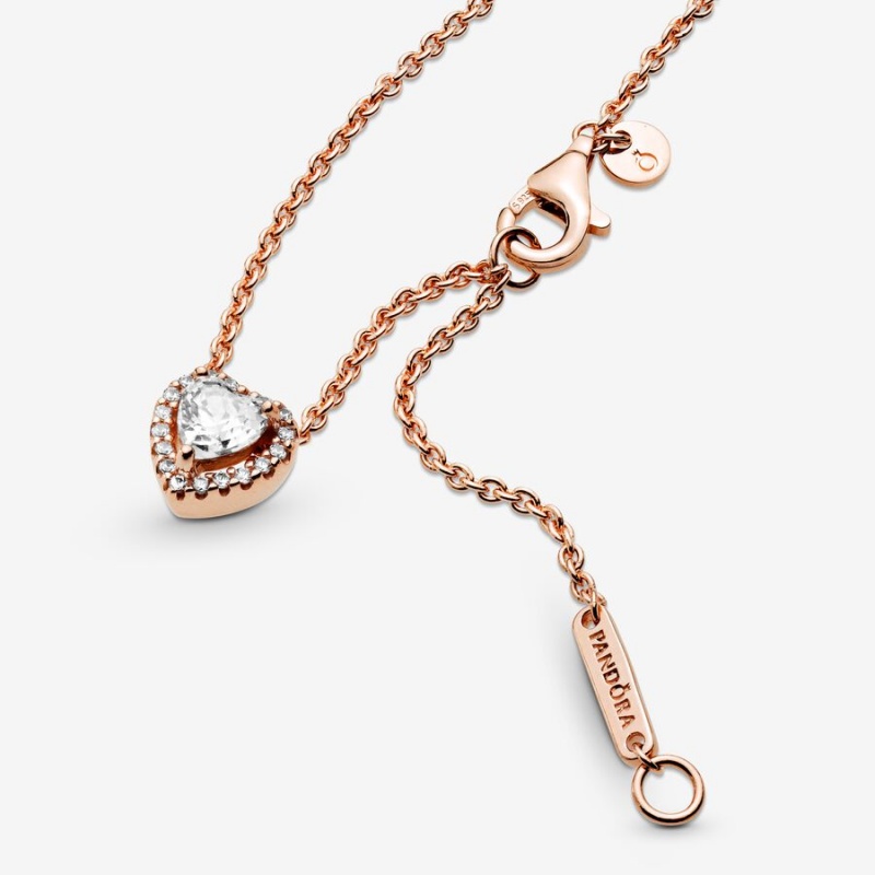 Pandora Sparkling Heart Collier Kette mit Anhänger Rosa Gold | NDMYFLK-80