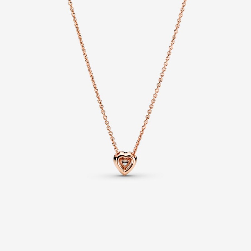 Pandora Sparkling Heart Collier Kette mit Anhänger Rosa Gold | NDMYFLK-80